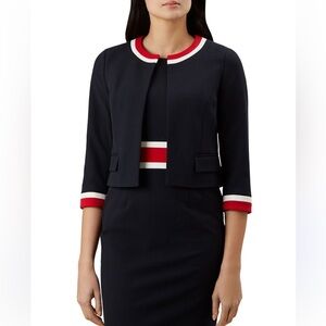 Hobbs London Annabel Cropped‎ Jacket in Navy Red